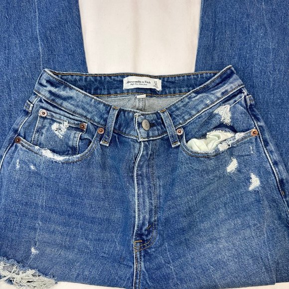 Abercrombie & Fitch Curve Love High Rise Mom Distressed Jean Vintage Blue 27 - Picture 5 of 12